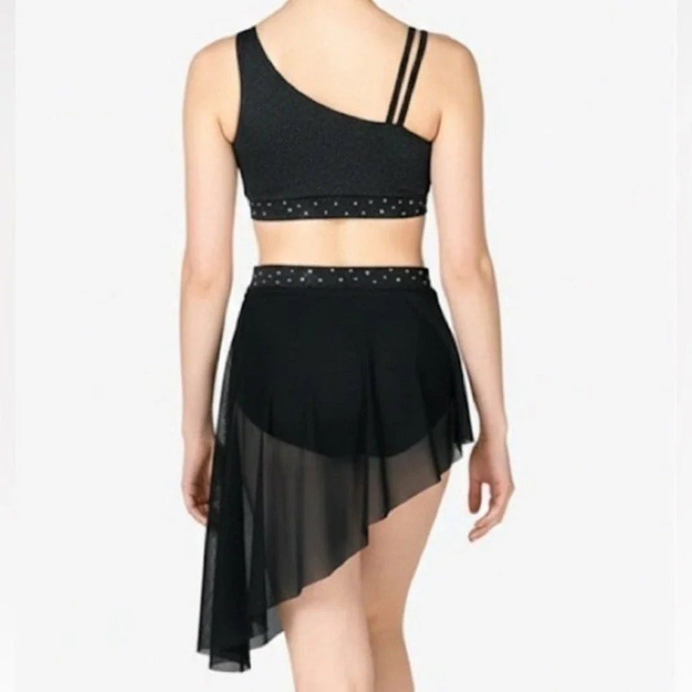 CM Double Platinum Girls Harmony Asymmetrical Dress  Black dance dancewear